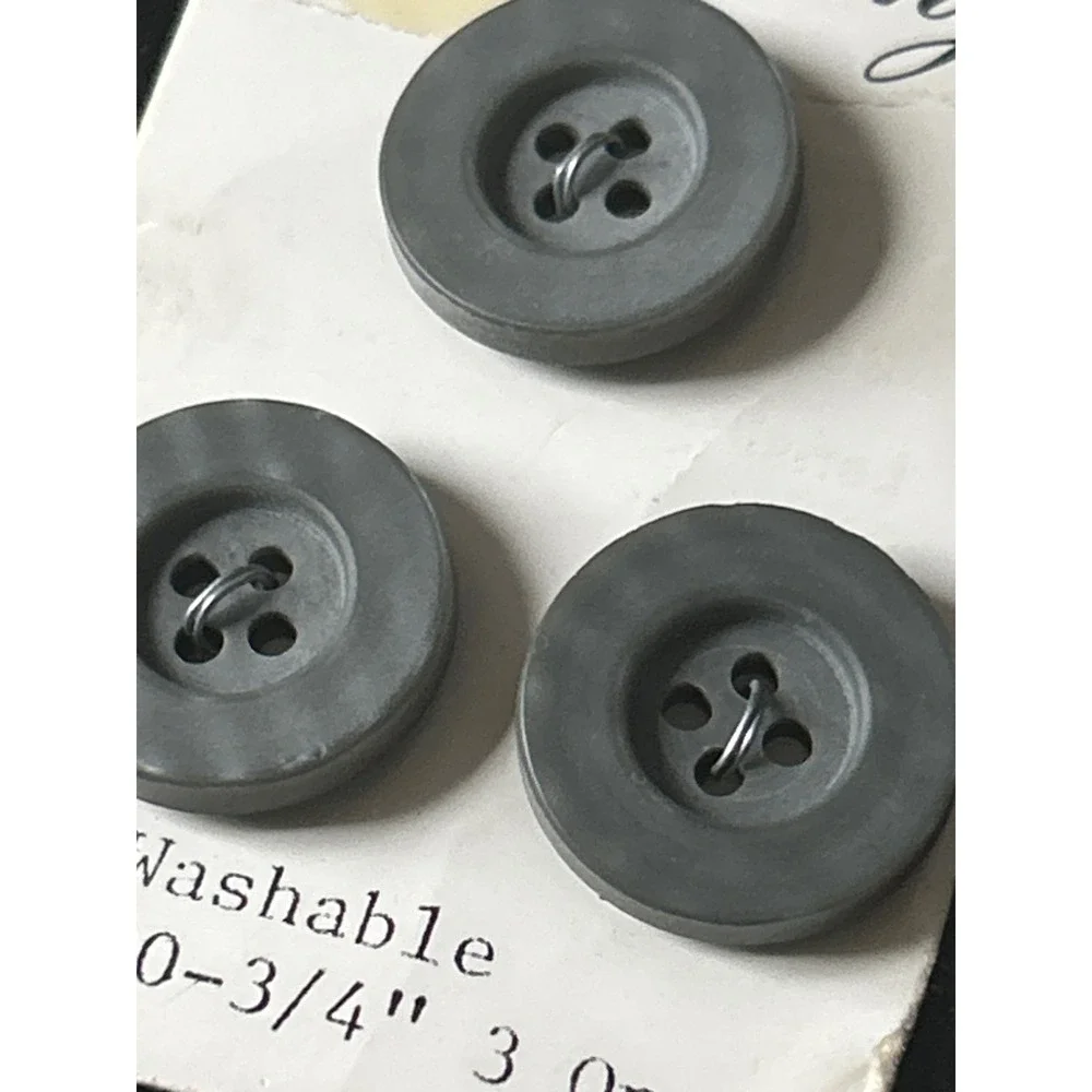 Vintage Lansing Grey Buttons 3/4 Inch 4-Hole Set of 3 New‎ Old Stock 1083